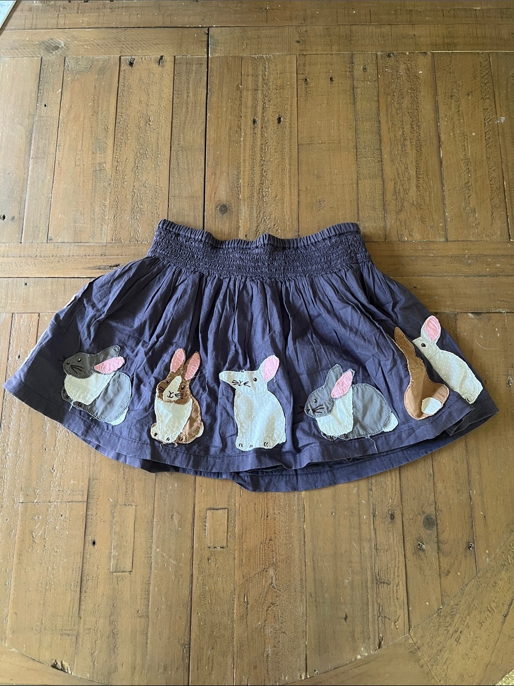 Mini Boden bunny rabbit appliqué twirl circle skirt 4-5 years gray brown